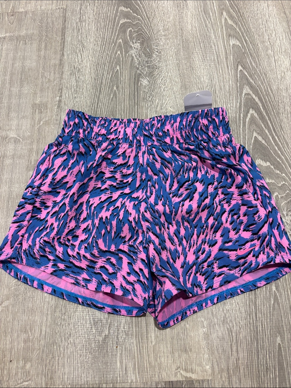 Nike Women's Pink & Blue Patterned Athletic Shorts